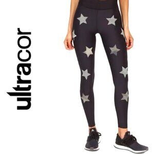 Ultracor Lux Essentials Star Knockout Leggings NERO/SILVER Stars Size XS NEW